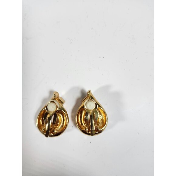 Vintage Swarovski Gold-Tone Snake Clip-On Earrings With Ruby Red Crystal Accent - Picture 2 of 7